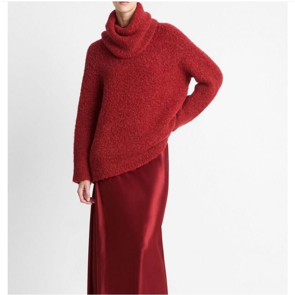 $425 NWT Vince Italian Boucle Turtleneck Tunic
Sweater Alpaca Ruby Ink Red Med - Picture 7 of 7